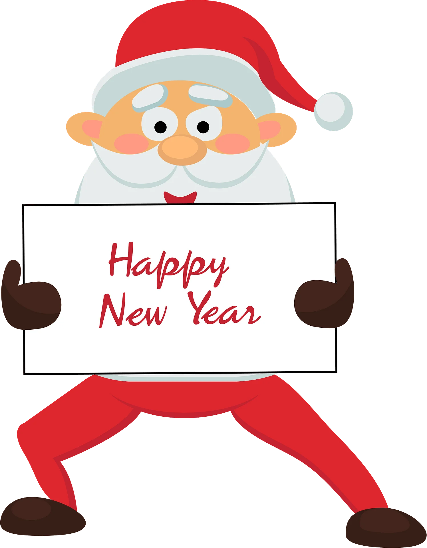 Cheerful Santa Claus Holding Happy New Year Greeting Clipart Design