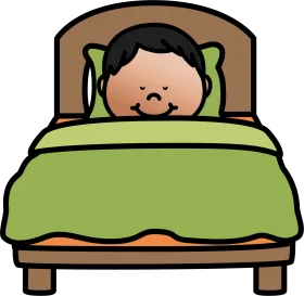 Cozy Sleepy Child Tucked in Bed Cartoon Clipart Illustration