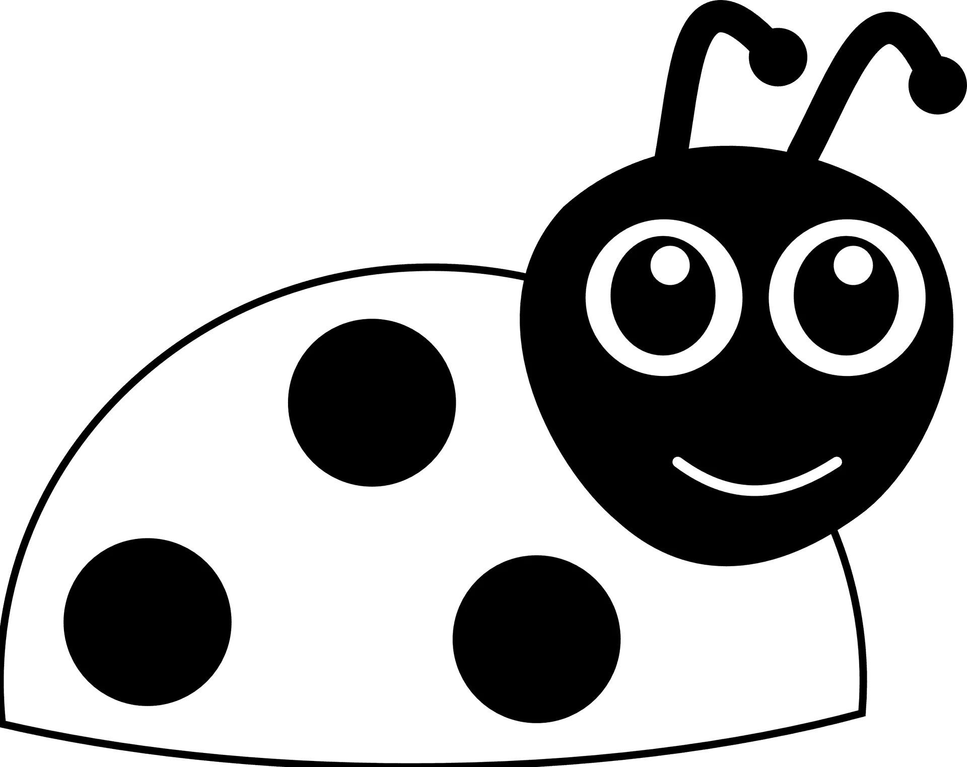 Cute Black and White Minimalist Ladybug Clipart Design for Kids