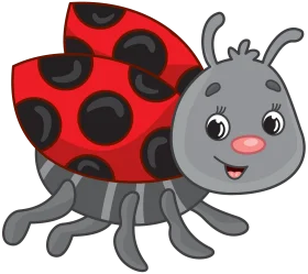 Cute Cartoon Ladybug Clipart: Adorable Gray and Red Insect Character Design