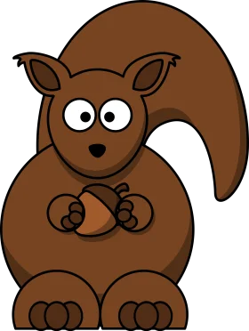 Cute Cartoon Squirrel Clipart with Big Eyes and Bushy Tail in Warm Brown Tones