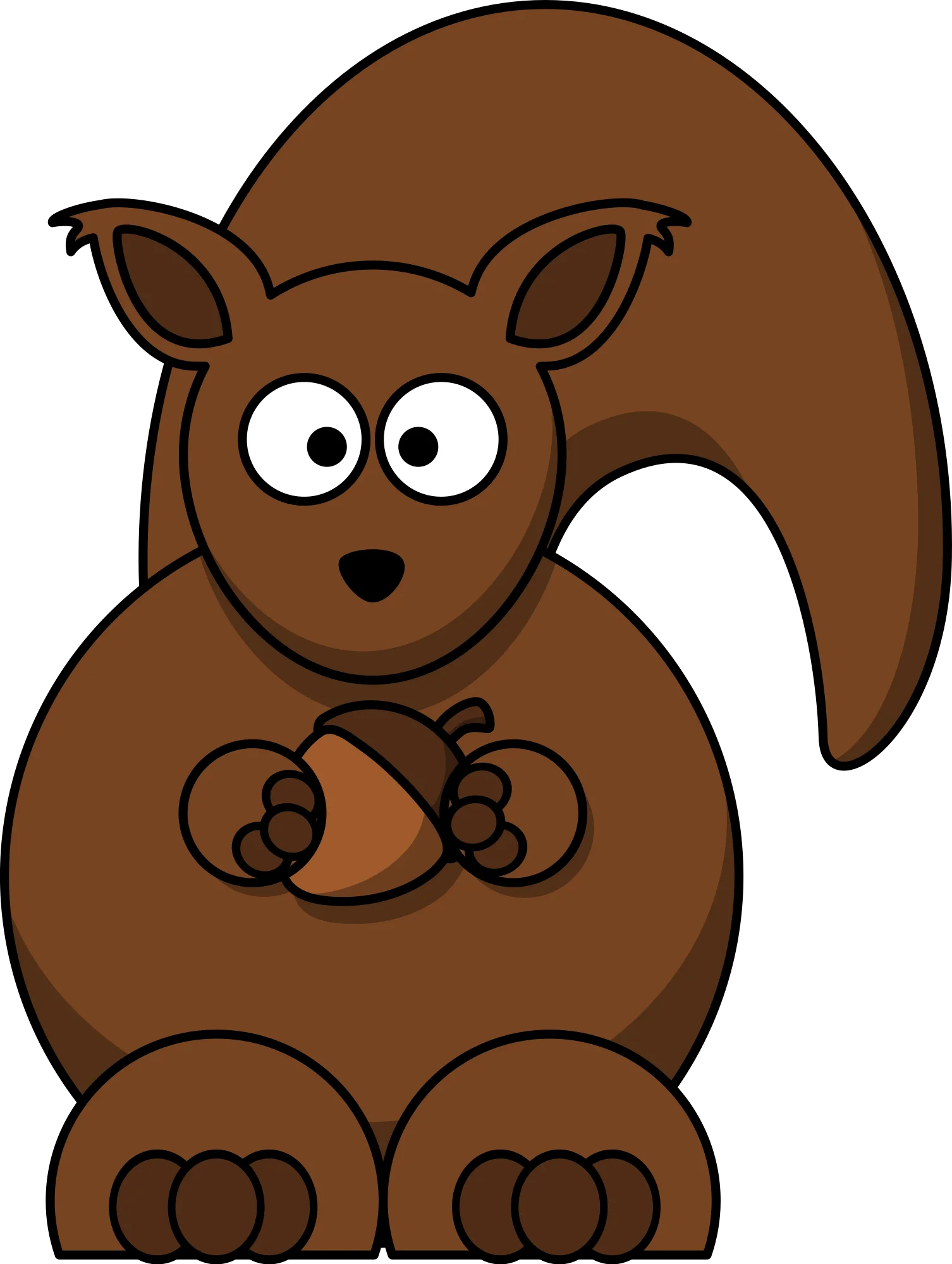 Cute Cartoon Squirrel Clipart with Big Eyes and Bushy Tail in Warm Brown Tones