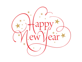 Elegant Festive Happy New Year Celebration Clipart with Golden Stars