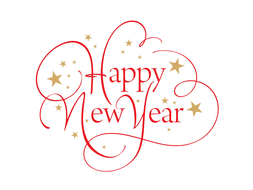 Elegant Festive Happy New Year Celebration Clipart with Golden Stars