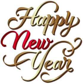Elegant Gold and Red Calligraphy Happy New Year Clipart Design