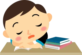 Exhausted Student Dozing Off While Studying - Adorable Sleeping Clipart Illustration