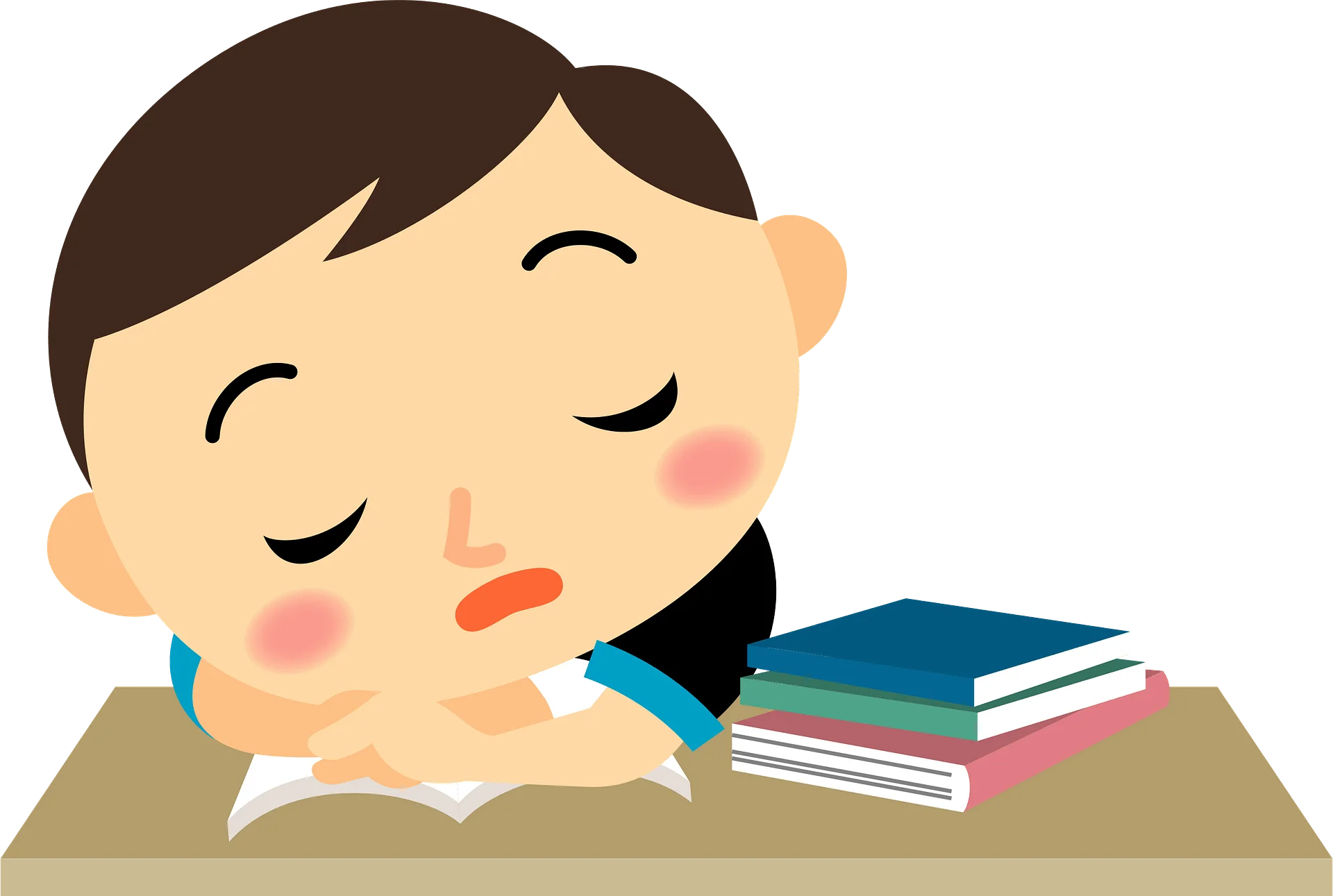 Exhausted Student Dozing Off While Studying - Adorable Sleeping Clipart Illustration