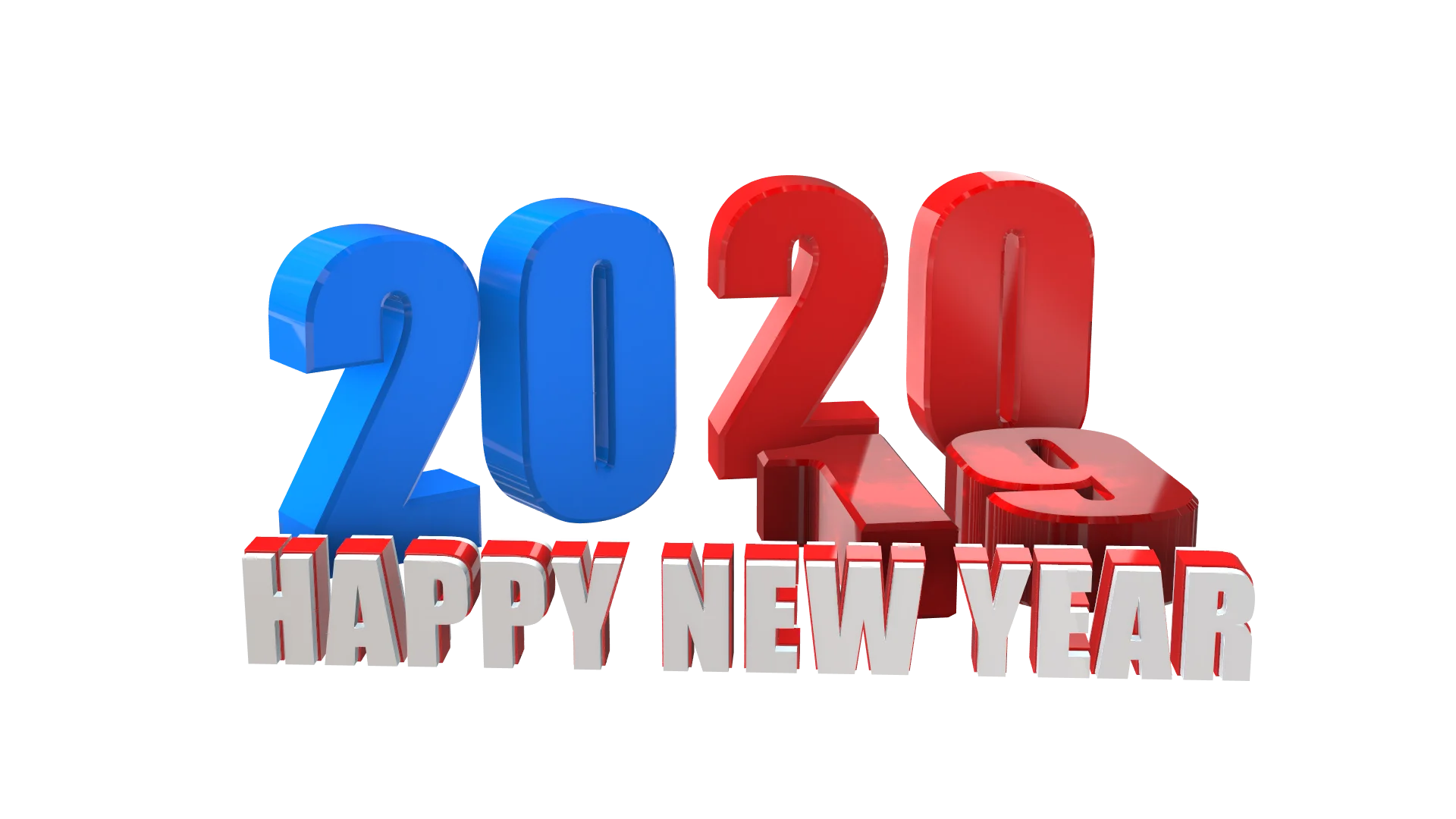 Festive 2020 New Year Celebration Clipart with Bold Three-Dimensional Numbers