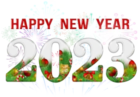 Festive 2023 New Year Celebration Clipart with Decorative Typography