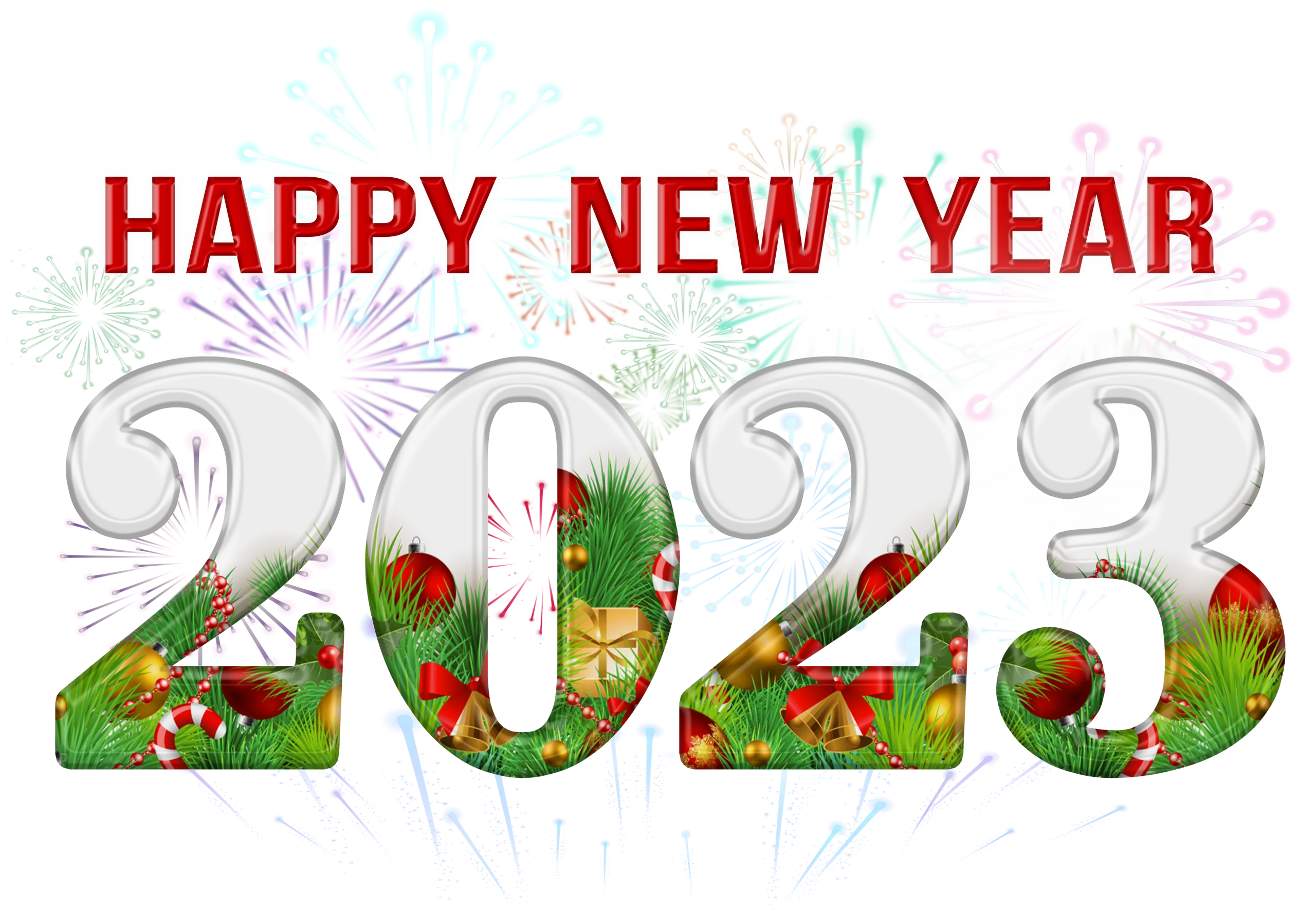 Festive 2023 New Year Celebration Clipart with Decorative Typography