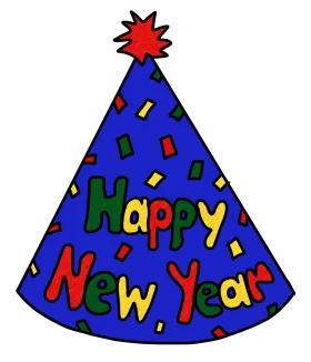 Festive Celebration New Year Clipart with Colorful Cone-Shaped Party Hat Design