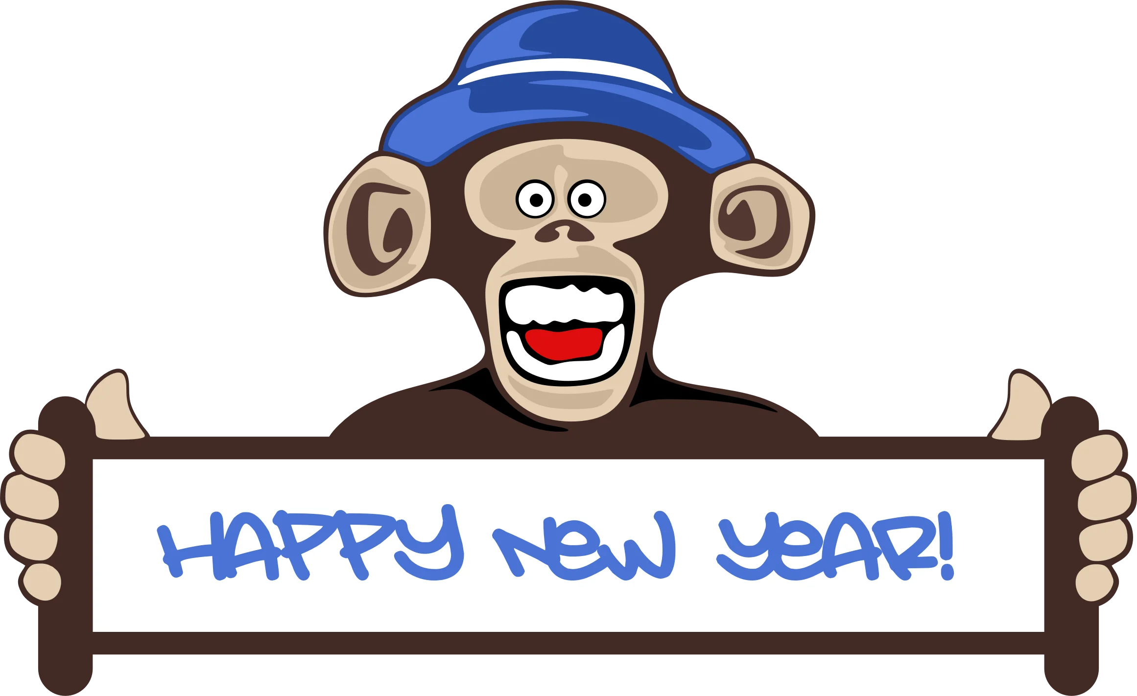 Festive Monkey Mascot Celebrating New Year with Cheerful Greeting Clipart Design