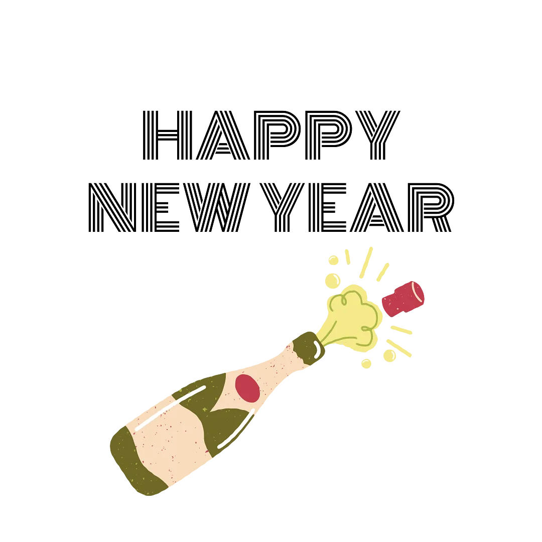 Festive New Year Celebration Champagne Bottle Popping Clipart Illustration