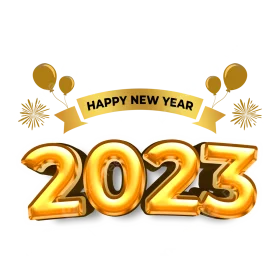 Golden Balloon Celebration 2023 New Year Clipart Design with Festive Elements