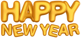 Golden Balloon-Style Happy New Year Celebratory Clipart Typography Design