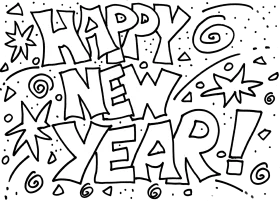 Hand-Drawn Happy New Year Festive Celebration Doodle Clipart Design