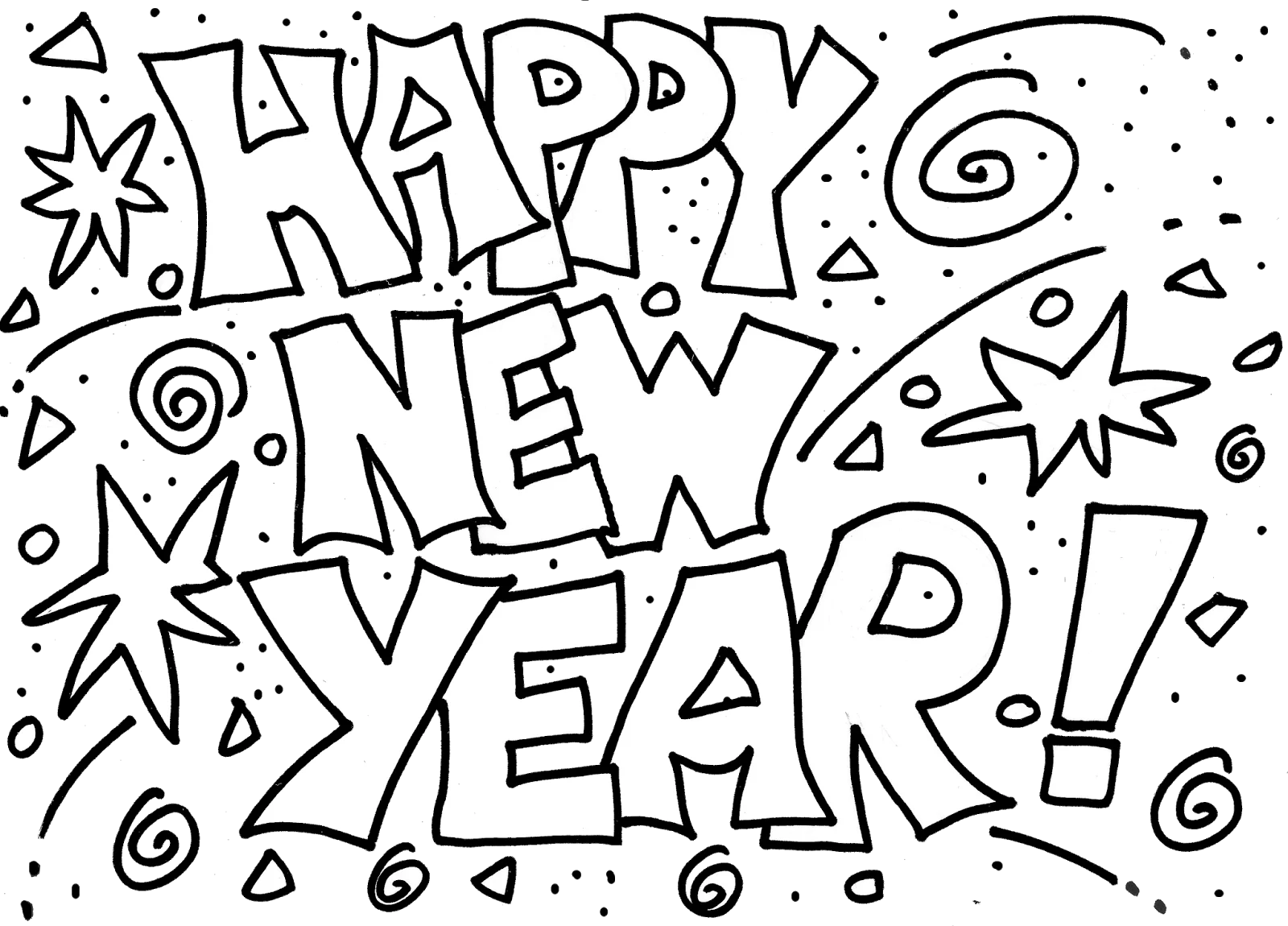 Hand-Drawn Happy New Year Festive Celebration Doodle Clipart Design