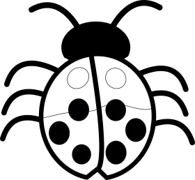 Minimalist Black and White Ladybug Clipart Design with Geometric Precision