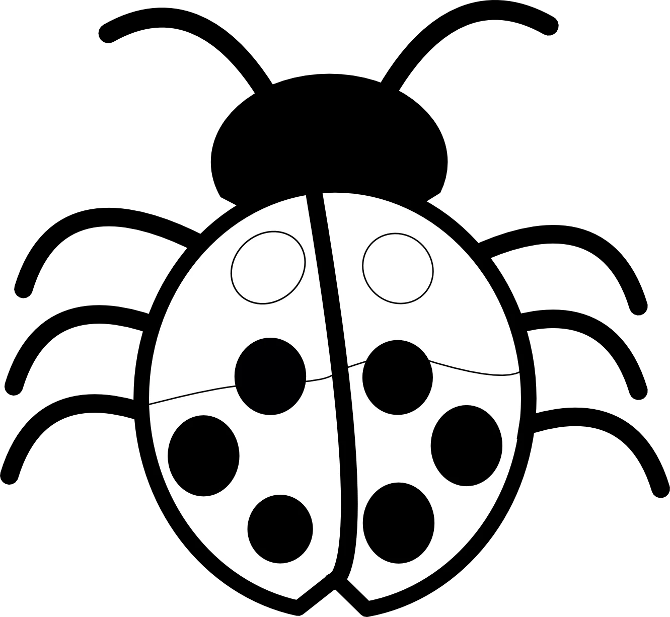 Minimalist Black and White Ladybug Clipart Design with Geometric Precision