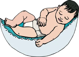 Peaceful Baby Sleeping Soundly in Crescent Moon Shaped Clipart Illustration