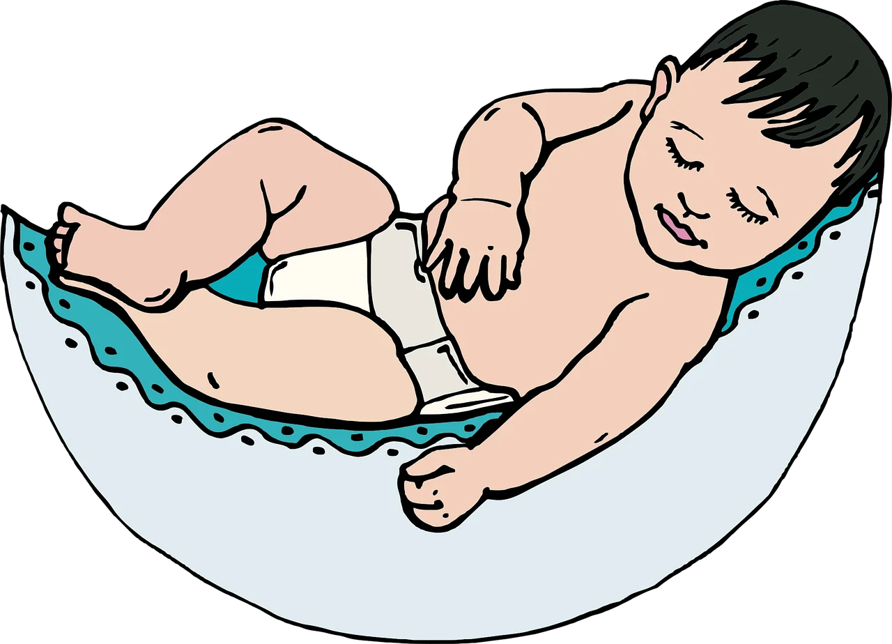 Peaceful Baby Sleeping Soundly in Crescent Moon Shaped Clipart Illustration