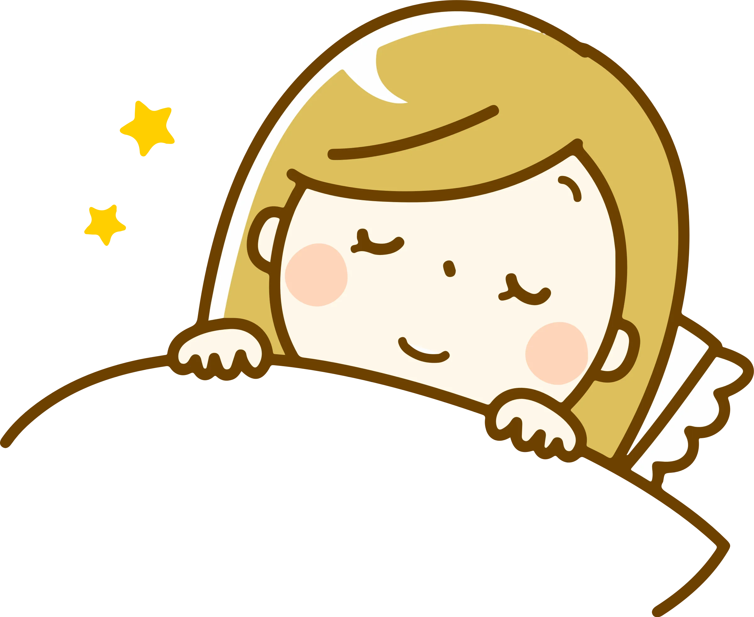 Peaceful Slumber: Adorable Sleeping Character Clipart with Soft Golden Tones