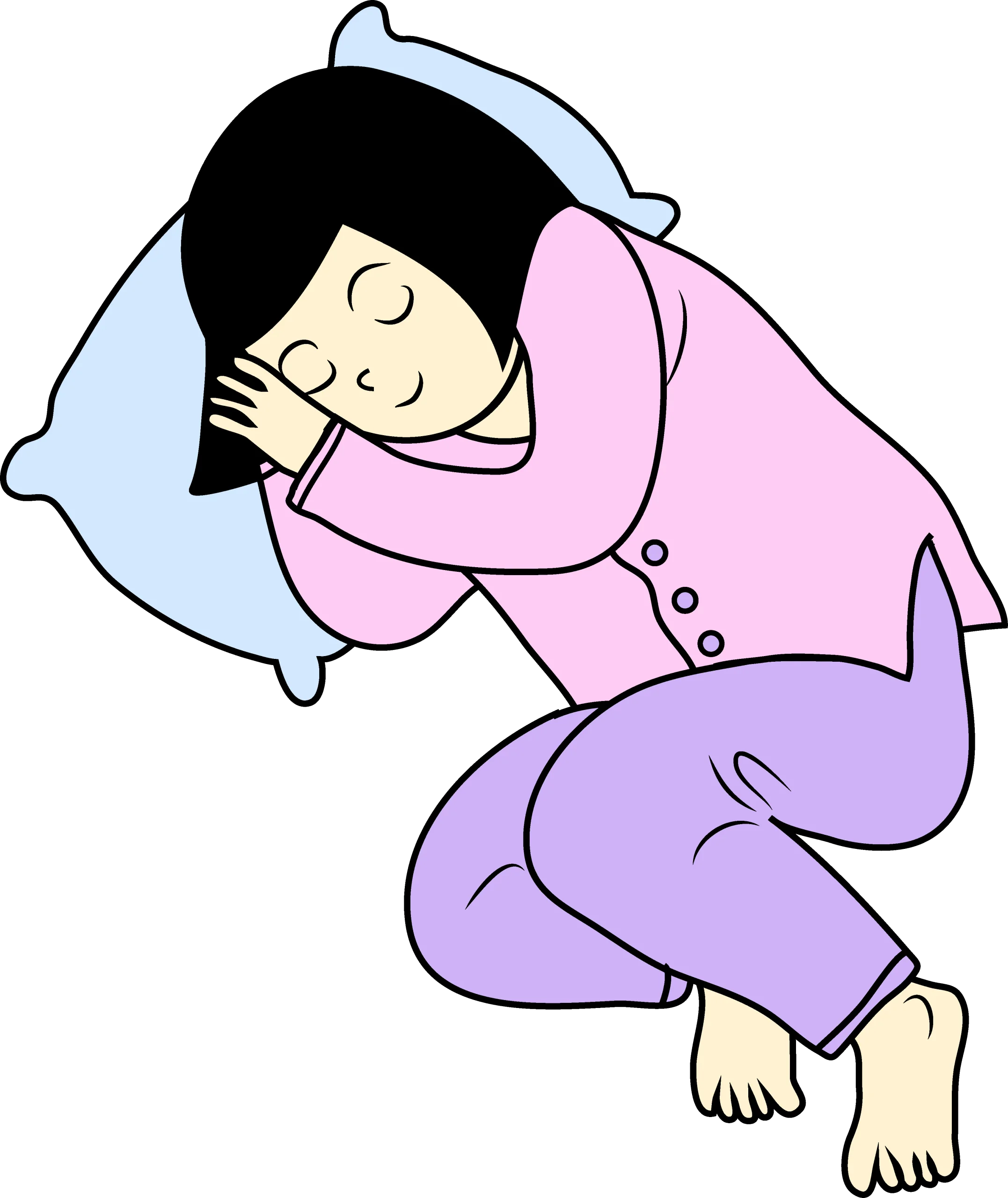 Peaceful Slumber Clipart: Serene Woman Resting in Soft Pastel Nightwear