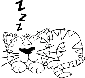 Peaceful Slumbering Striped Cat Clipart: A Whimsical Cartoon Nap Scene
