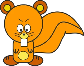 Playful Orange Cartoon Squirrel Clipart with Comical Expressions and Round Ears
