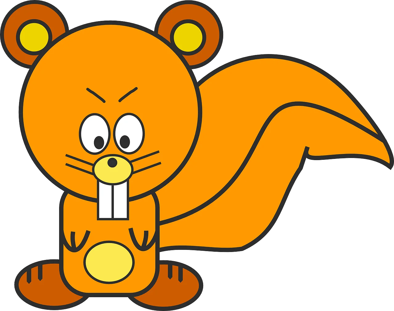 Playful Orange Cartoon Squirrel Clipart with Comical Expressions and Round Ears