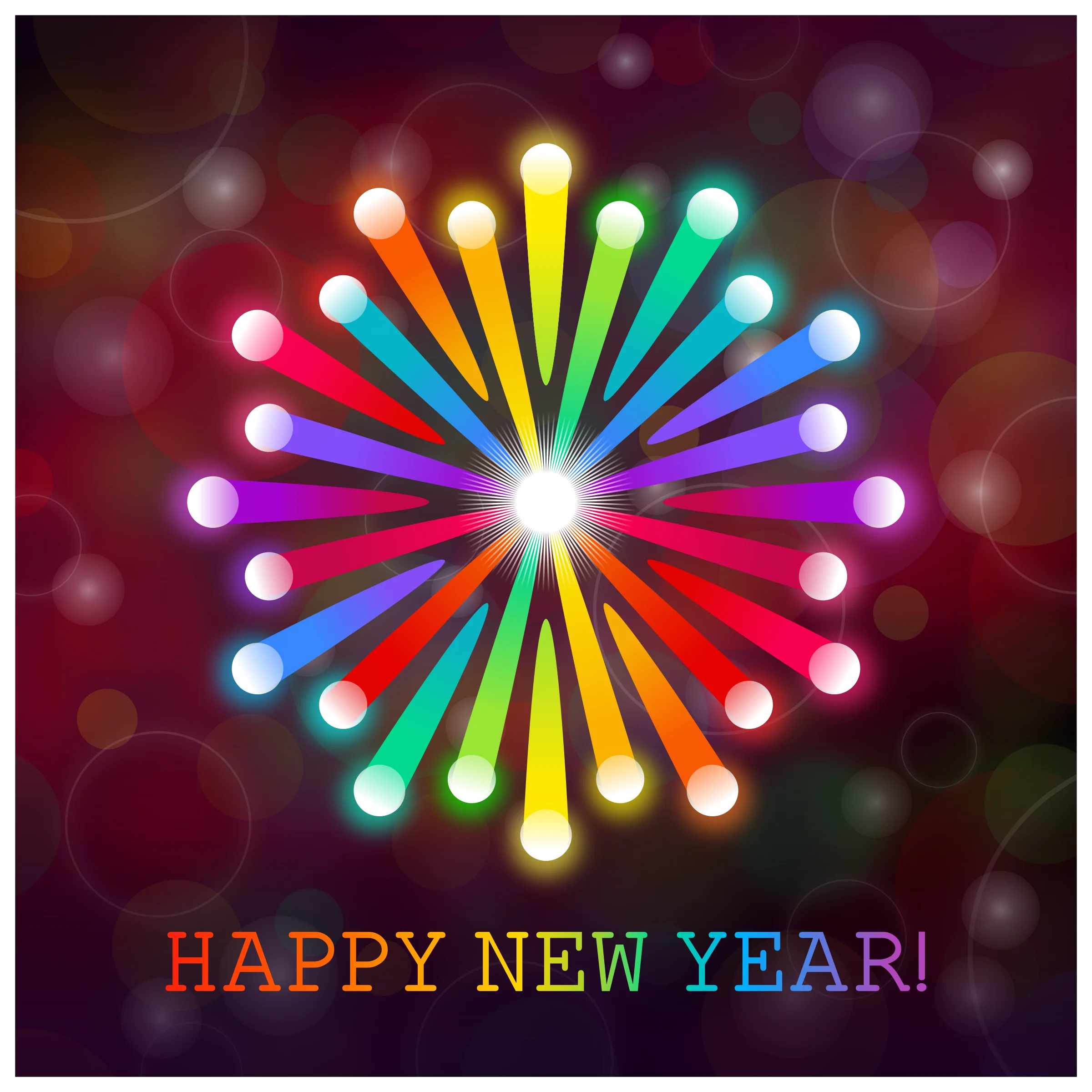 Radiant Fireworks Celebration New Year Clipart Design with Colorful Starburst