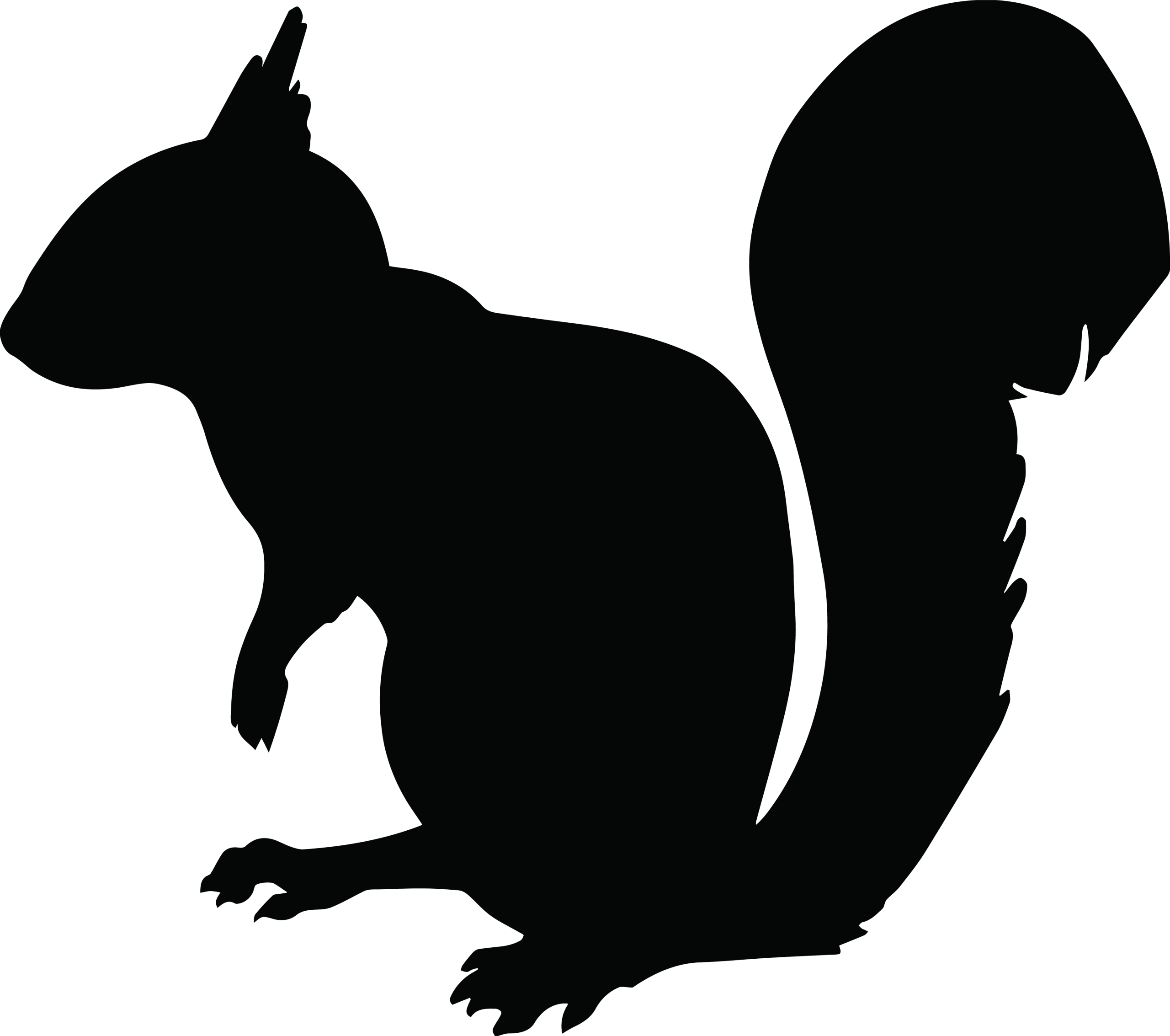 Silhouette of a Woodland Squirrel Clipart - Elegant Black Nature Design