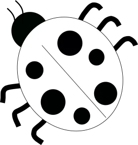 Simple Black and White Ladybug Clipart Design with Rounded Spots