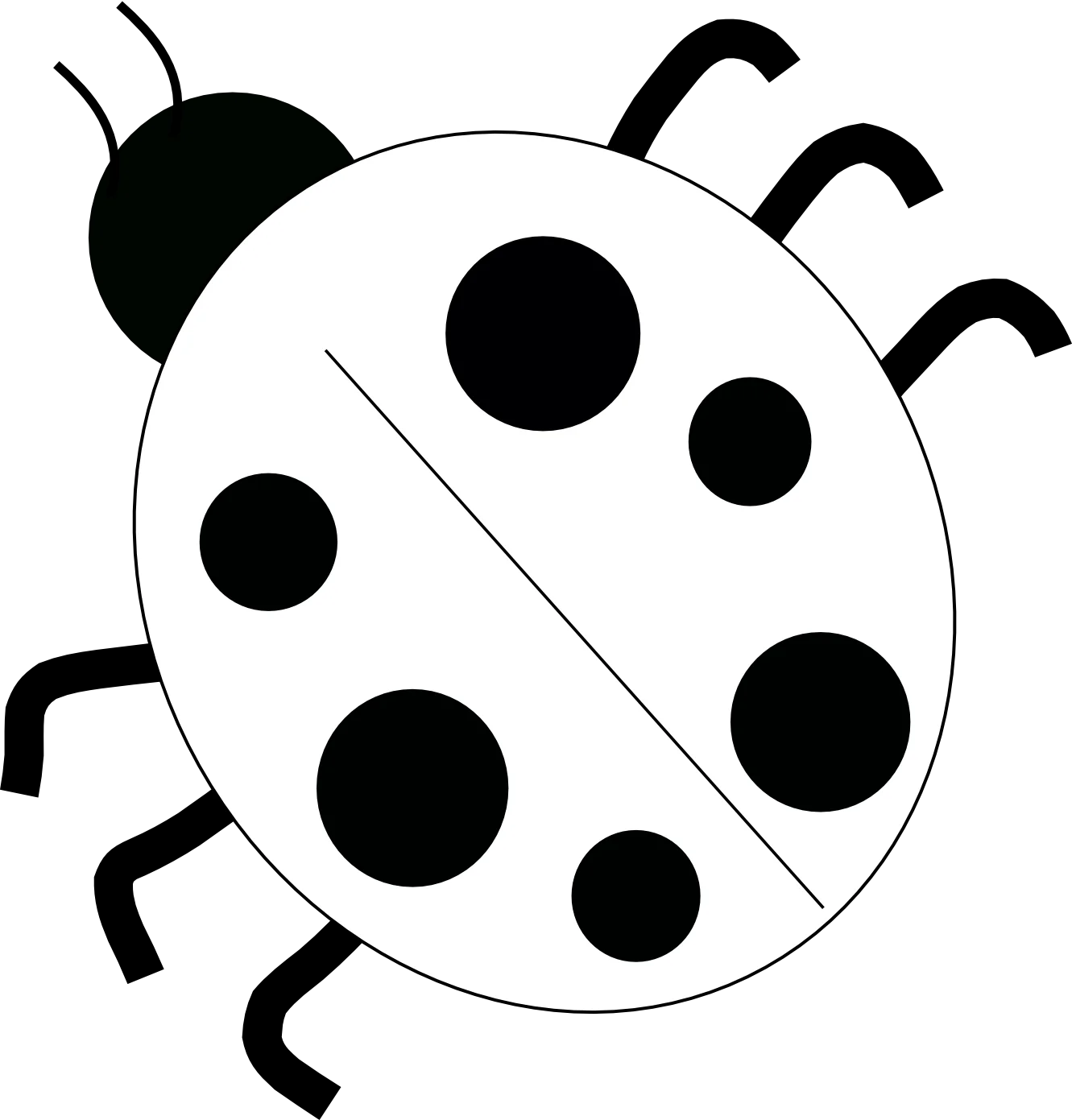 Simple Black and White Ladybug Clipart Design with Rounded Spots