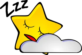 Sleepy Star Resting Behind a Soft Cloud - Adorable Bedtime Clipart Illustration