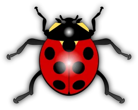 Stylized Ladybug Clipart with Geometric Symmetry and Bold Color Contrast