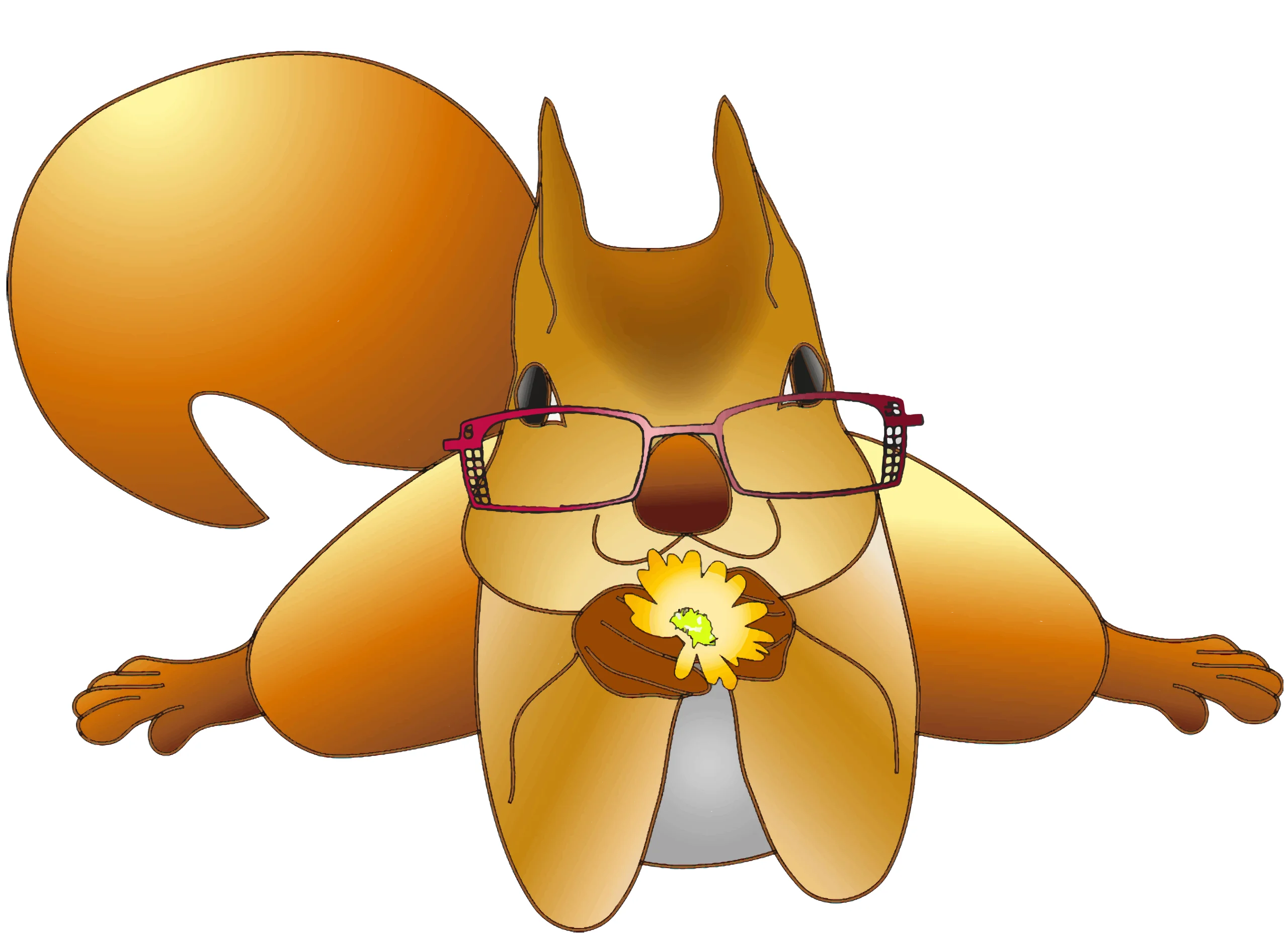 Whimsical Golden Squirrel Clipart with Playful Geometric Design and Warm Tones