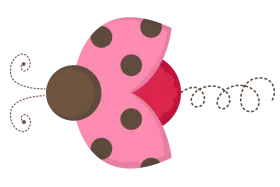 Whimsical Pink and Brown Ladybug Clipart with Playful Swirl Design