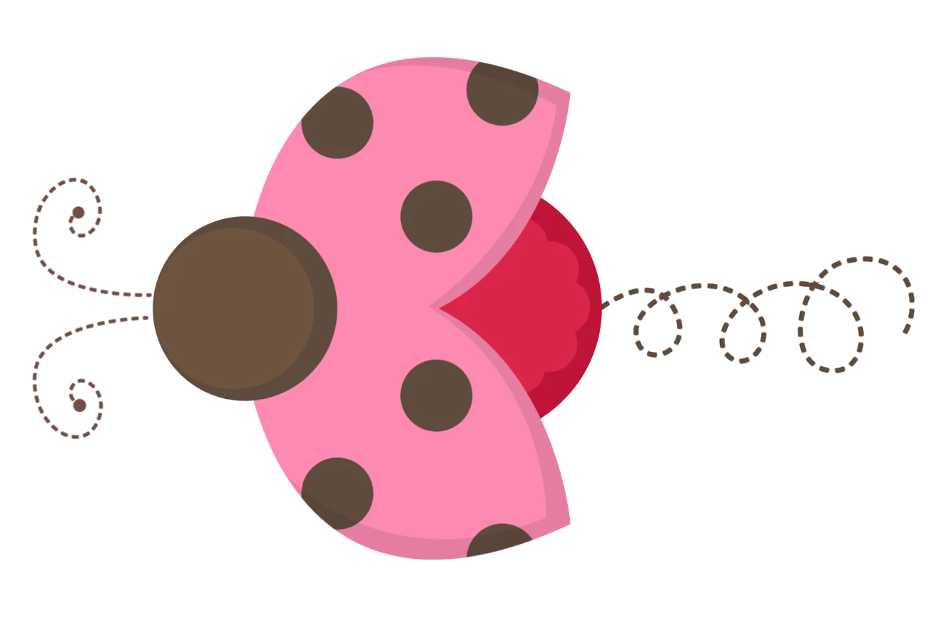 Whimsical Pink and Brown Ladybug Clipart with Playful Swirl Design
