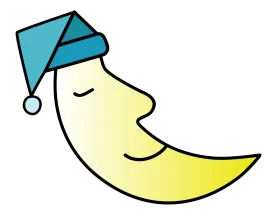 Whimsical Sleeping Crescent Moon Clipart with Cozy Blue Nightcap
