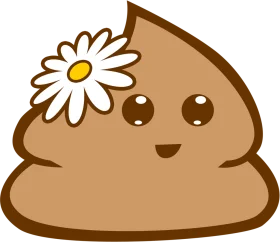 Adorable Kawaii Cartoon Poo Clipart with Cheerful Daisy Flower Accent