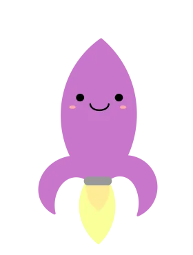 Adorable Pastel Purple Kawaii Rocket Clipart with Cute Smiling Face