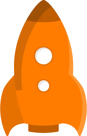 Bright Orange Rocket Clipart Illustration with Simple Geometric Design