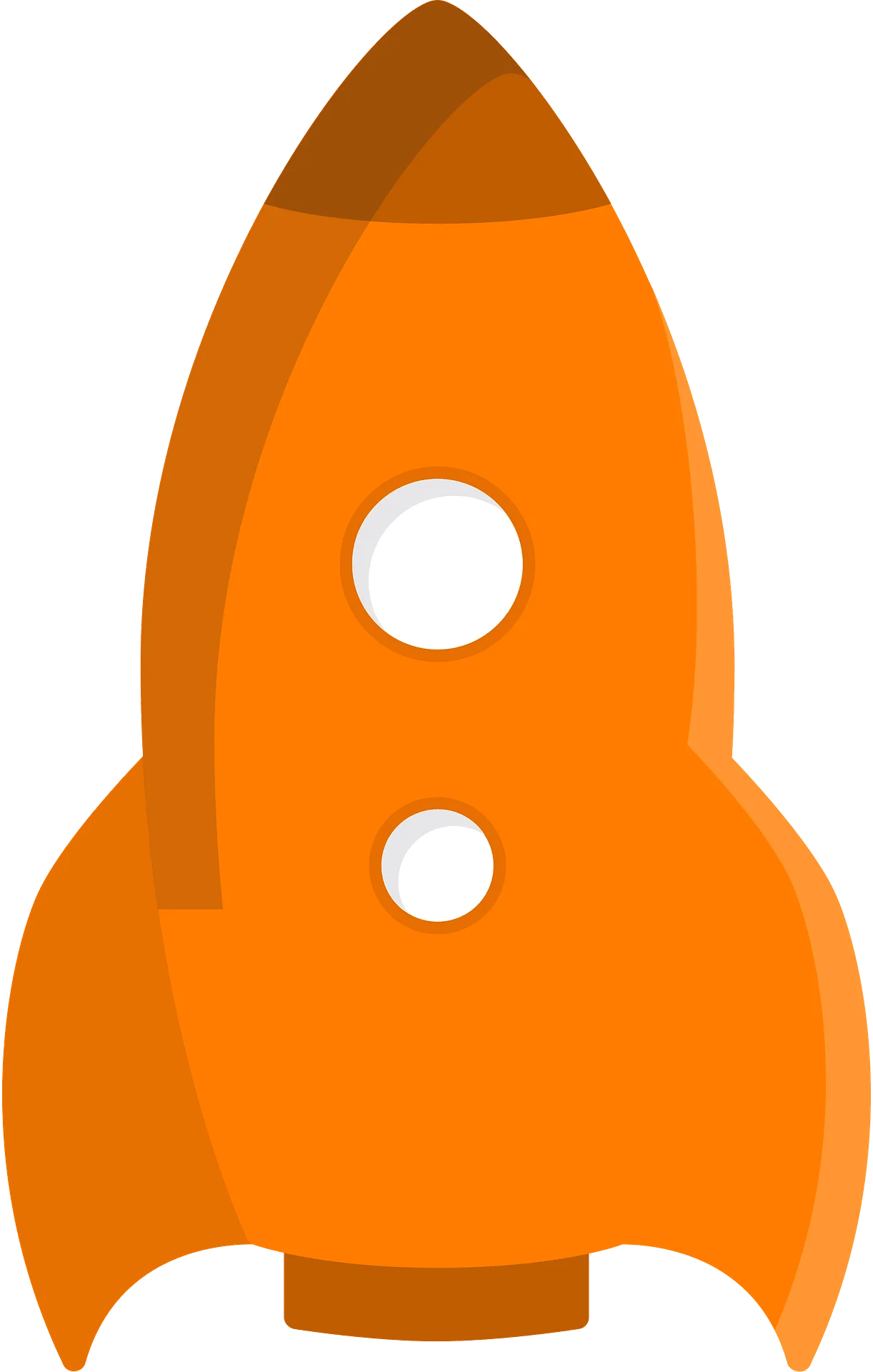 Bright Orange Rocket Clipart Illustration with Simple Geometric Design