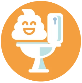 Cheerful Cartoon Poo Clipart: Smiling Bathroom Humor Illustration with Toilet