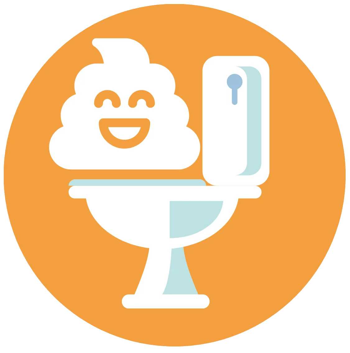 Cheerful Cartoon Poo Clipart: Smiling Bathroom Humor Illustration with Toilet