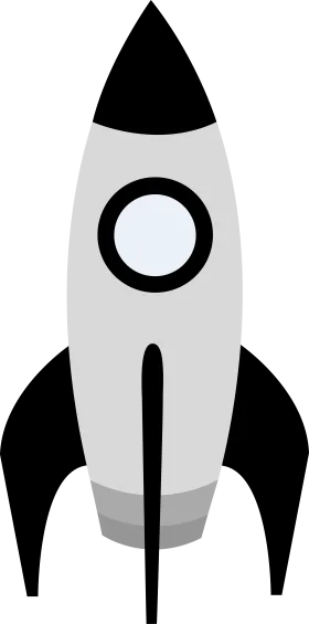 Classic Black and White Retro Rocket Spaceship Clipart Design Illustration