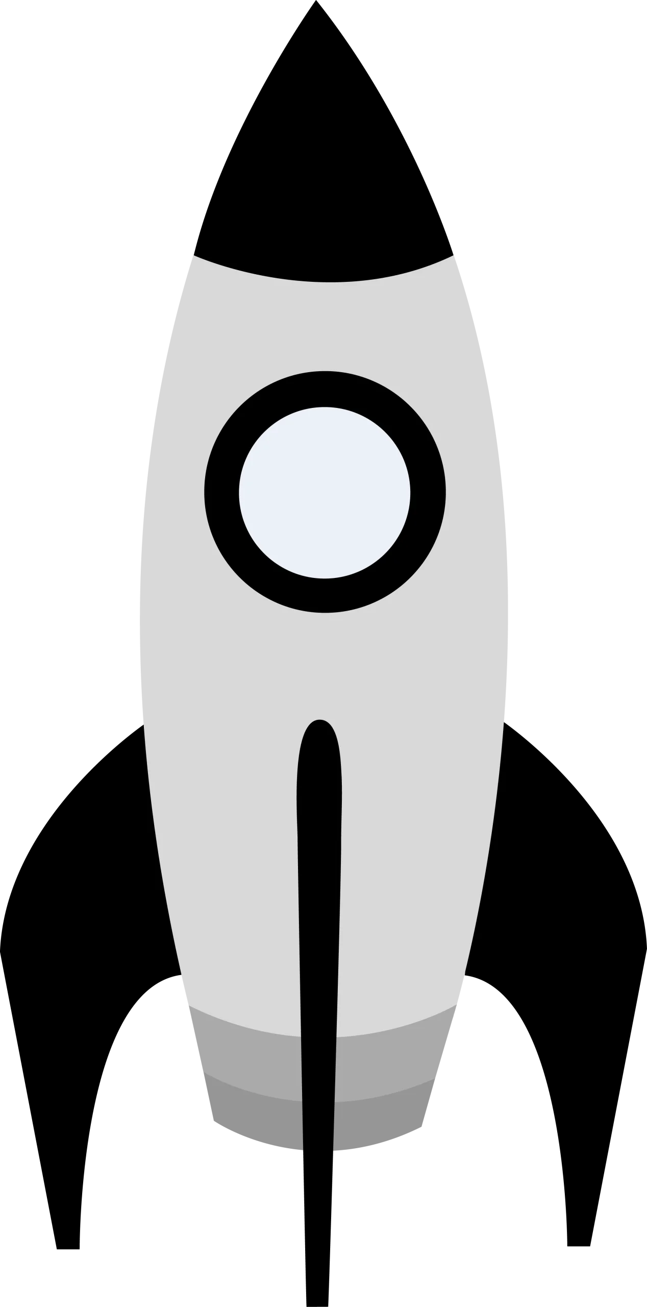 Classic Black and White Retro Rocket Spaceship Clipart Design Illustration