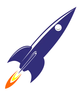 Classic Blue Retro Space Rocket Clipart Soaring Through Cosmic Skies