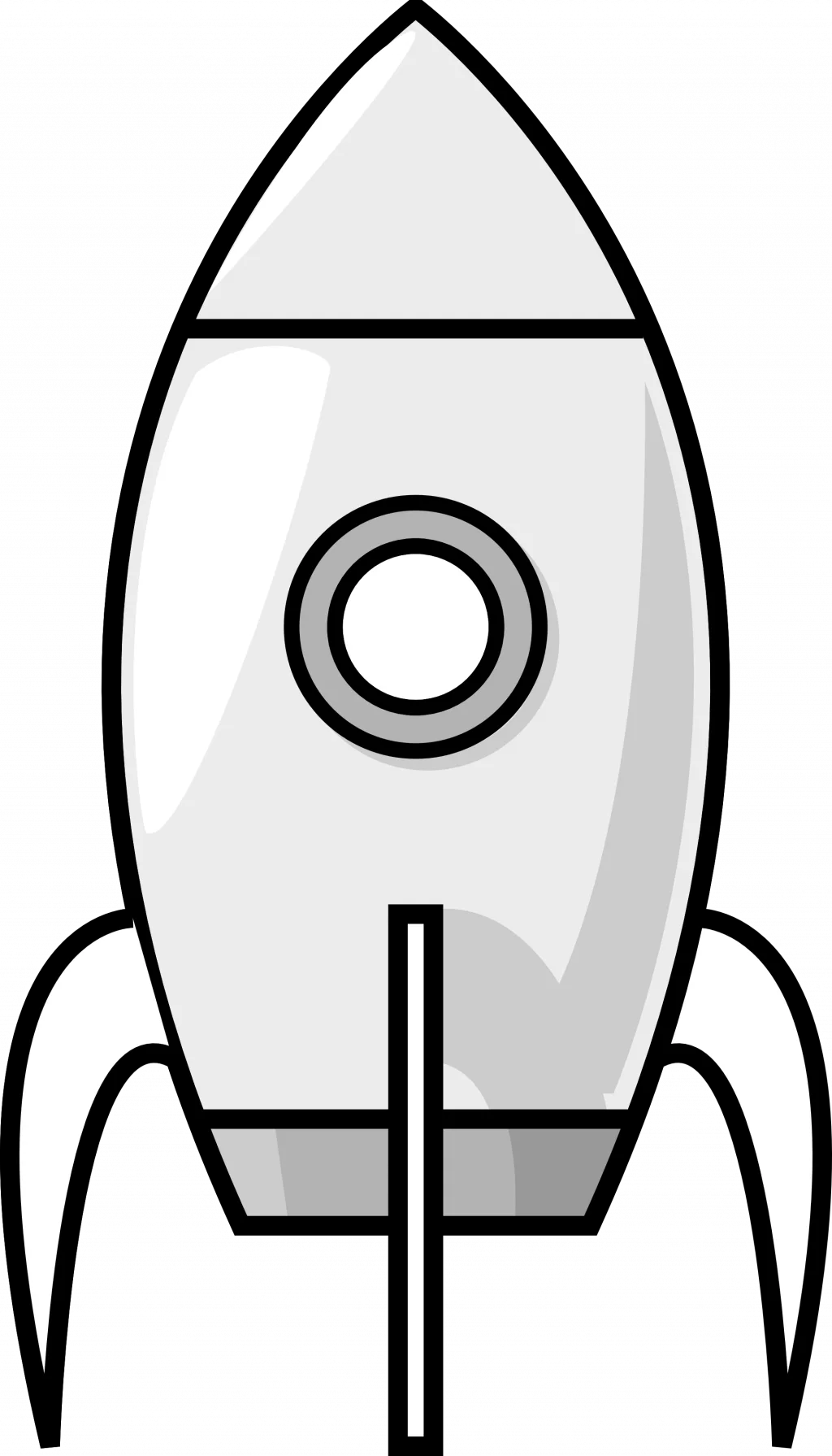 Classic Monochrome Retro Rocket Clipart Illustration with Vintage Space Design